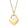 Elegant gold heart lock necklace with polished 3D pendant and delicate sphere chain - 3D Heart Lock Style (KN235271-Z)
