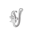 Retro silver ghost shaped non-piercing U-shaped nose cuff with zircon inlay detail - Antique Silver Ghost