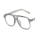 Vintage double bridge aviator sunglasses with transparent gray frame and large lenses - Transparent Gray - Anti Blue Light