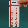 Set of 7 festive Christmas stud earrings with Santa, candy cane, and tree designs - 55 Christmas Tree (7 Pairs Set)