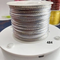 Light blue and gold metallic nylon cord for DIY jewelry braiding, roll number 484 - Silver Gray With Gold Thread (484)