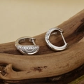 S925 Sterling Silber Creolen mit glitzernden weißen Zirkonsteinen in Silberoptik - 925er Silber / Weißgold