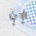 Macro view of silver star charms showing front diamond detail and back texture, size 16x29mm - 11# Silver Star with Diamond