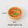 Miniature 3cm golden bowl noodle soup toy keychain with realistic green onion garnish - 3cm Gold Bowl-No.17 (No Hook)