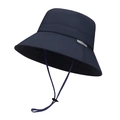 Waterproof dark blue bucket hat with adjustable chin strap and reflective side label - Adjustable / Navy Blue