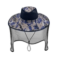 Outdoor men's fishing hat in blue camo with breathable mesh and protective neck netting - M (56-58cm) / Ocean Camouflage