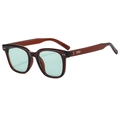Retro square sunglasses with dark brown frames and light green lenses for a vintage look - Jelly Red Tea Frame Light Green Lens