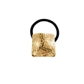 Minimalist square golden metal plate with irregular texture on black elastic hair tie - Gold Square Mesh 3.5cm / Gold