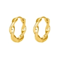 Orecchini a cerchio intrecciati a onda in argento S925 placcato oro per donna - Stile a Onde Torte Spesse (13)