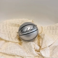 Mini silver basketball crossbody bag with gold chain strap and textured metallic finish - Silver