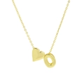 18k gold plated necklace with smooth heart pendant and puffy bubble letter O charm - Necklace - Letter O