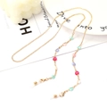 Golden eyewear chain with colorful translucent heart beads and lobster clasps - 1014-2 (Multicolor)