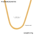 Collana a spina di pesce in acciaio al titanio dorato, lunghezza 40+5 cm, lucida - Collana Minimalista Oro a Maglia Serpente (P1694)