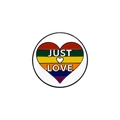 Spilla smaltata con cuore arcobaleno Just Love e strisce colorate su metallo nero - Stile Cuore Arcobaleno Just Love (CZ1237-1)