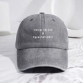 Vintage grey washed cotton baseball cap with THICK THIGHS X THIN PATIENCE embroidery slogan - One Size / Washed Grey