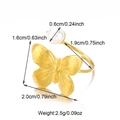 18K gold plated stainless steel butterfly pearl open ring with size specifications - Butterfly Artificial Pearl Style / Gold Butterfly Pearl (R01128G)