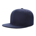 Side view of dark blue flat brim hip hop hat showing the cotton crown and brim shape - One Size Adjustable (54-60cm) / Navy Blue