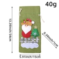 Bolsa de yute para botella de vino de Navidad con diseño de Papá Noel y adornos festivos - Papá Noel / Verde Hierba