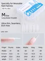 Size chart for Size M long almond press-on nails including length and width measurements - Long Stiletto (Size M)
