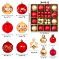 Set mit 44 roten und goldenen Weihnachtskugeln mit Schneeflocken und Rentierprints - Rot & Gold