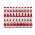 Detail of Christmas cotton linen placemat with festive red snowflake and tree prints - CD092-11 Heart Snowflakes