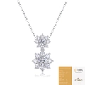 Silver 925 double flower pendant necklace with moissanite stones and GRA certificate - 1ct + 0.5ct + 16 Stones (With GRA Certificate)