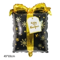 Ballon en aluminium boîte cadeau noir et or avec texte Happy New Year et nœud doré - Bonne Année Boîte Cadeau