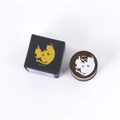 Vintage maanfasen ronde stempel met minimalistische zwarte geschenkverpakking - Wassende Maanfase