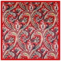 Pañuelo de seda bohemio de 90cm con estampado paisley vintage y borde rojo vivo - Grande / Rojo