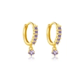 S925 Sterling Silber Stern Ohrringe in Gold-Finish mit lila Zirkonia Steinen - 18K Gold mit violettem Zirkonia