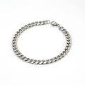 Polished silver stainless steel Cuban link bracelet for men with lobster clasp closure - Steel Color (7mm)