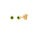 Minimalist gold plated s925 silver stud earrings with round green zircon stones - Gold Green Zirconia