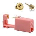 Pink disposable ear piercing gun with a 4mm gold star zircon stud and 316L back - 4mm Gold Star with Clear Zircon (MS24-454)
