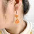 Cute orange acrylic fox earrings for women featuring asymmetrical animal stud design - Smiling Fox / Orange