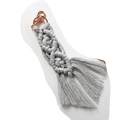 Grey macrame keychain with boho fringe tassels and rose gold lobster clasp - Light Gray
