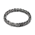 Vintage 6mm/8mm stainless steel Byzantine box chain bracelet with retro metallic finish - 6mm Bracelet (KB154551-Z)