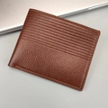 Portefeuille pour homme en cuir marron avec rayures horizontales et grainé - Marron Clair B (Gaufrage à Rayures Piquées)