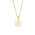 18k gold plated titanium steel necklace featuring a white shell pendant with letter Z - Letter Z
