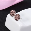 S925 silver round stud earrings featuring rose gold crystal cluster design - 8mm / Champagne