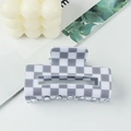 Grey and white checkerboard hair claw clip made of glossy acrylic for daily styling - Large (9cm/8.1cm) / Gray