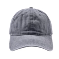 Detail of gray washed cotton baseball cap with classic curved brim and six-panel structure - Gray