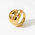 Minimalist double-layered gold stainless steel ring with high-polish mirror finish - US 7 / Gold Double Layer Curved Wide Style (KBJ504)
