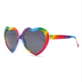 Gafas de sol de corazón extragrandes con rayas arcoíris y lentes de color gris oscuro - Montura Arcoiris Lentes Negro Gris