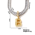 Detailed view of copper zircon letter B pendant necklace with precise size measurements - Letter B Shape Style (N01047-B)