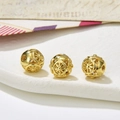 Set of three vintage hollow gold alloy round beads for DIY jewelry making and crafts - Style 19
