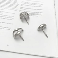 Minimalist silver metal hair hook set with geometric polished finish and mesh design - Hollow Three-Piece Set / Silver
