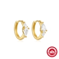 Goldene S925 Sterlingsilber Creolen mit Wassertropfen-Zirkonia-Steinen für Damen - Gold Doppel Wassertropfen Zirkonia