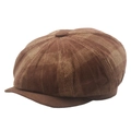 Bruine geruite krantenjongenspet van corduroy stof voor herfst- en winteroutfits - Verstelbaar / Khaki