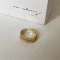 Elegant double-layered golden ring with twisted texture and adjustable open band design - Gold Ring