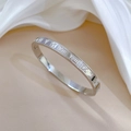 Dettaglio del bracciale in acciaio al titanio argento con numeri romani su seta - Argento